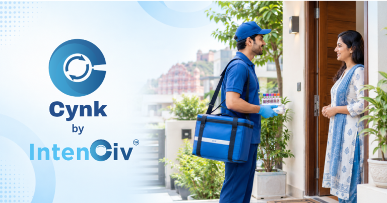 IntenCiv phlebotomist arriving for home sample collection